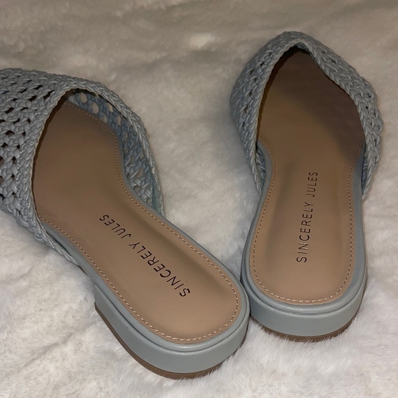 Sincerely Jules Light Blue/Grey Woven Mules- Sz 9.5 - Picture 4 of 6